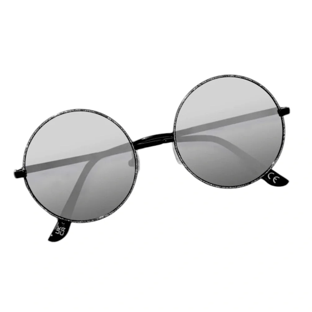 Black Round Glitter Rim Sunglasses - NWT